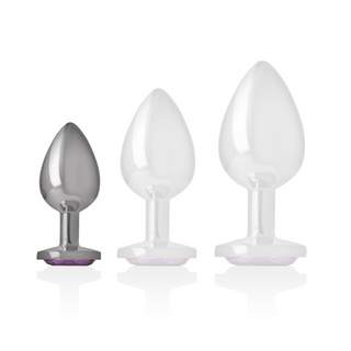 INTENSE - ANALPLUG AUS ALUMINIUMMETALL MIT VIOLETTEM KRISTALL, GRÖSSE S