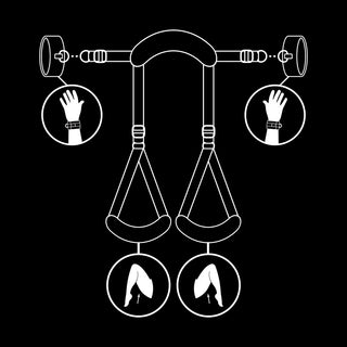 FETISH SUBMISSIVE - POSITION MIT OFFENEN BEINEN UND HANDSCHELLEN MIT NOPRENE-FUTTER